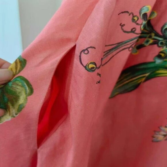 ALEMAIS Papaya floral-print flax midi dress - Picture 6 of 7